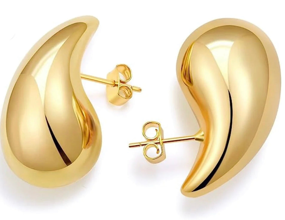Gold Tear Huggie Earrings